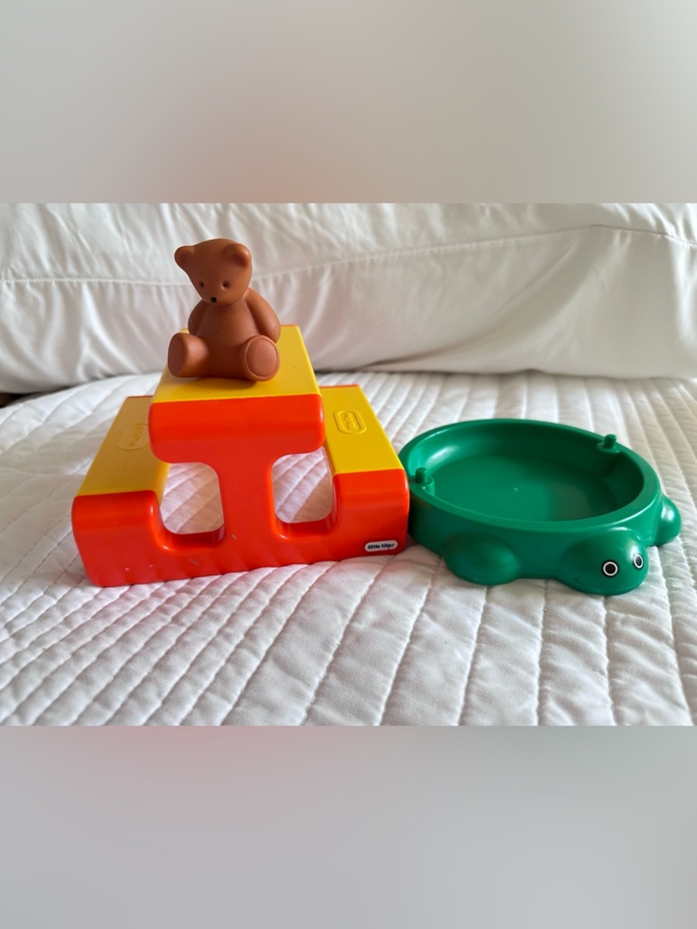LITTLE TIKES Vintage Dollhouse Playground Gear Picnic Table & Sandbox Toy Bear